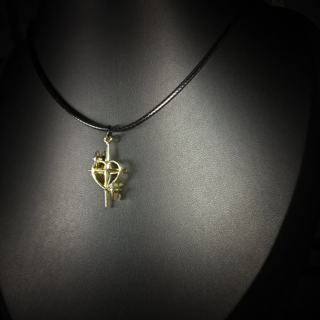 Collier Cœur et Croix Célestes Dorées