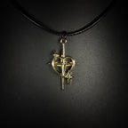 Collier Cœur et Croix Célestes Dorées