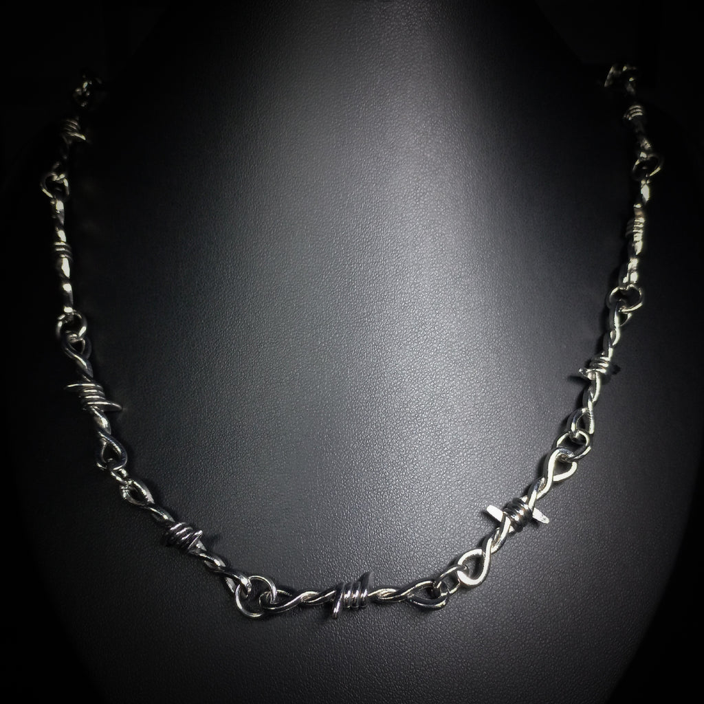 Collier Fil Barbelé à Épines Argenté