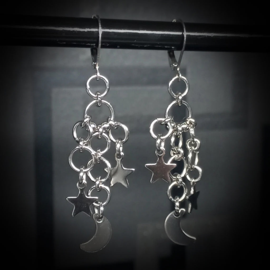 Boucles d’Oreilles Lune & Étoiles