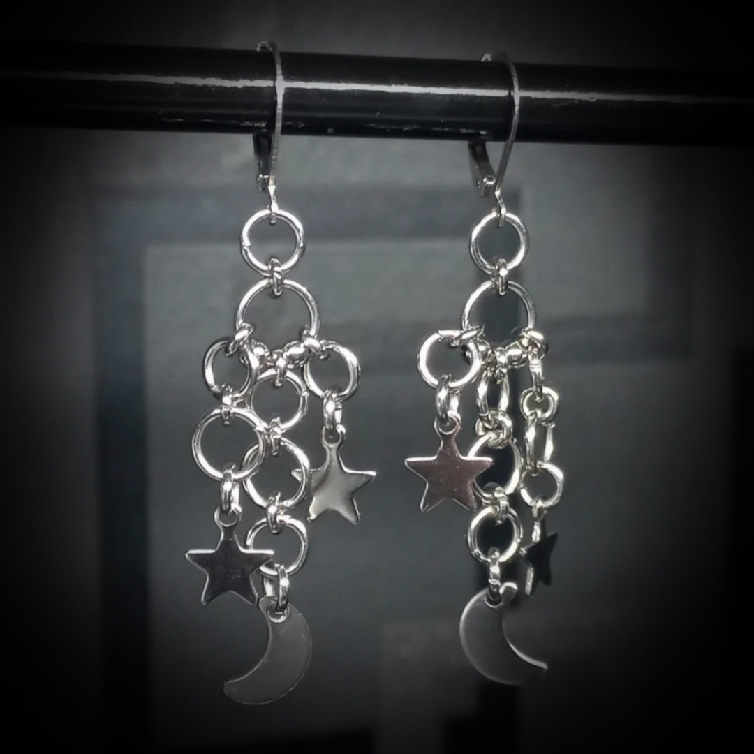Boucles d’Oreilles Lune & Étoiles