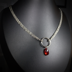 Collier Anneau & Perle Rouge