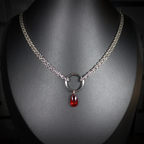 Collier Anneau & Perle Rouge