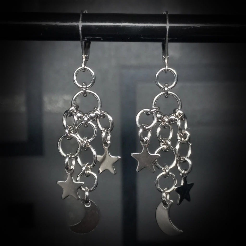 Boucles d’Oreilles Lune & Étoiles