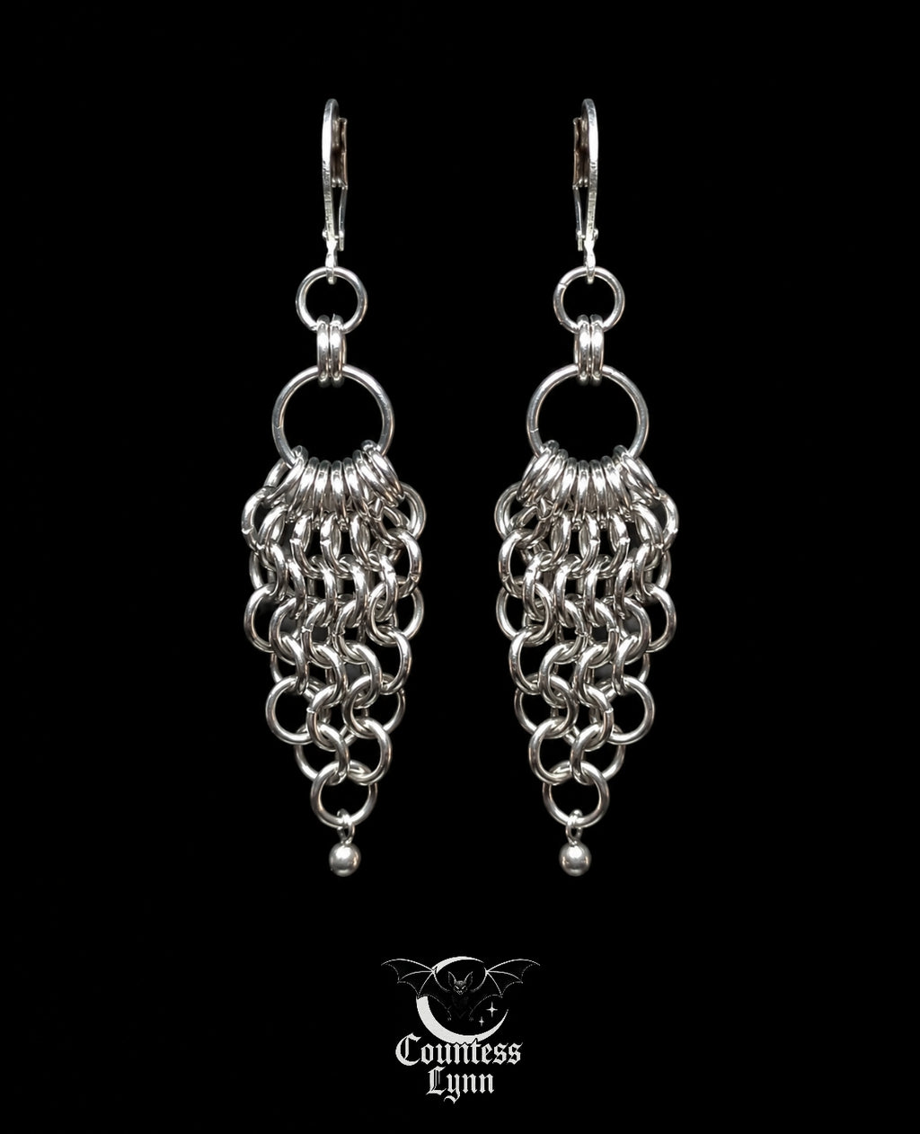 Boucles d’Oreilles en Cotte de Maille à Perle