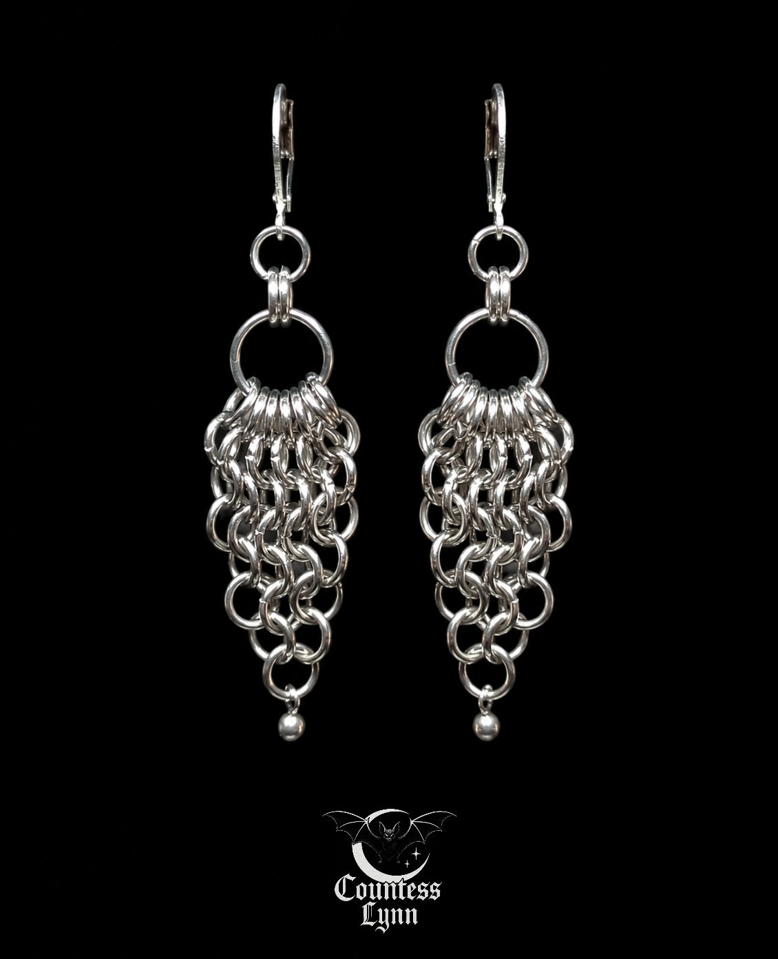 Boucles d’Oreilles en Cotte de Maille à Perle